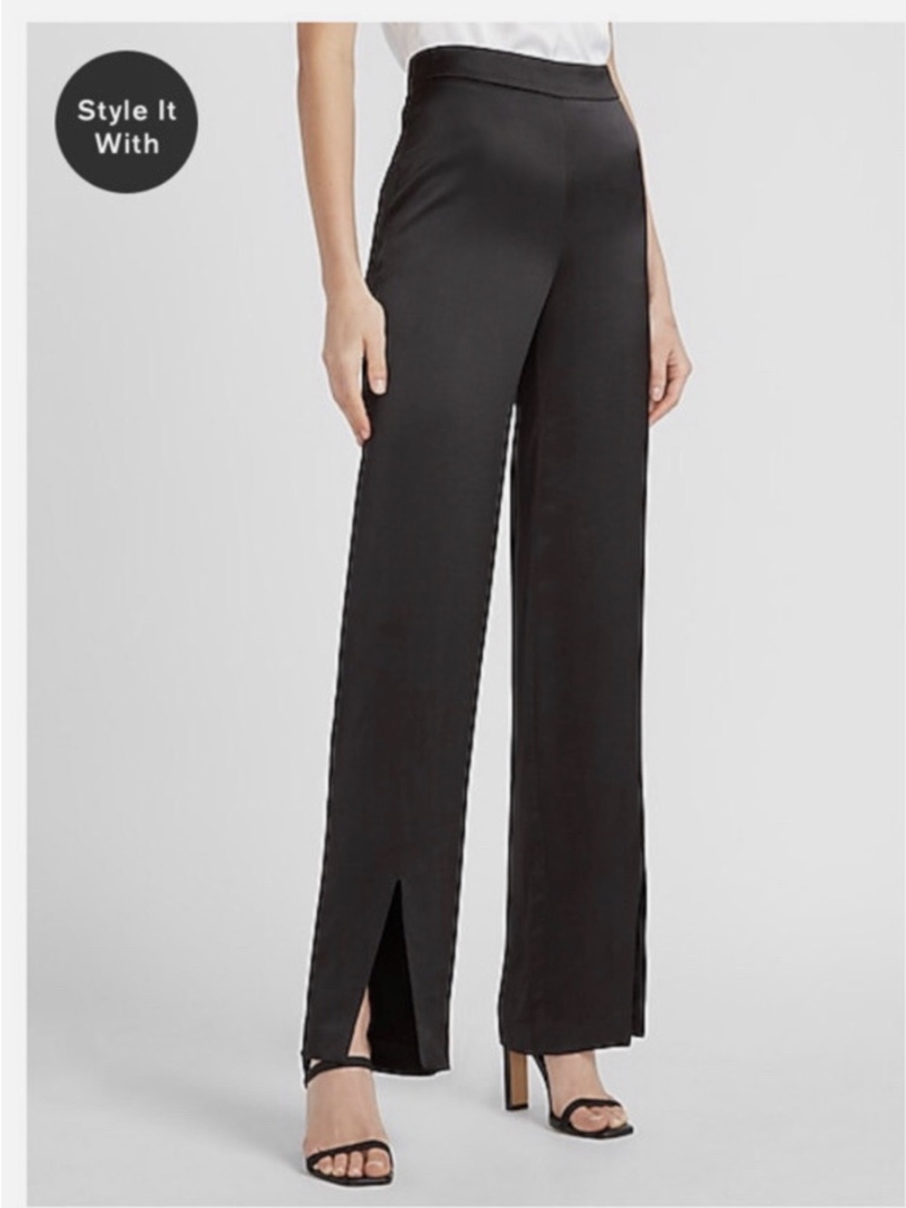 Wide-Leg Black Split-Hem Pants